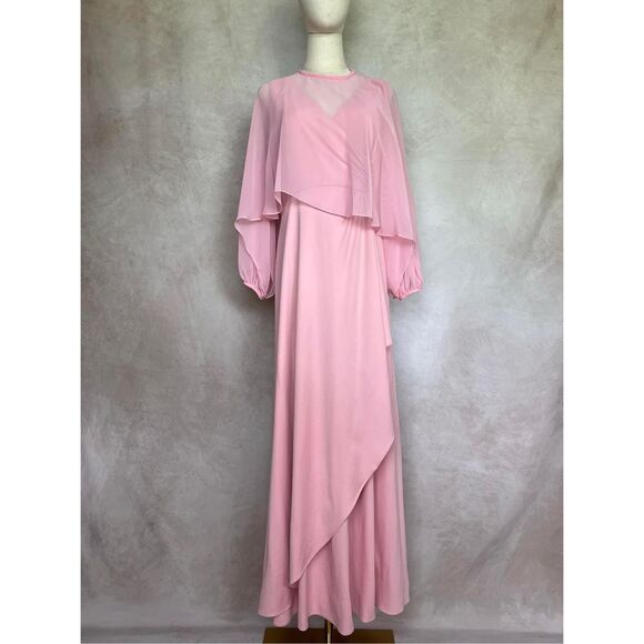 Vintage 1970s Plus Size Pink Maxi Dress - Picture 1 of 6